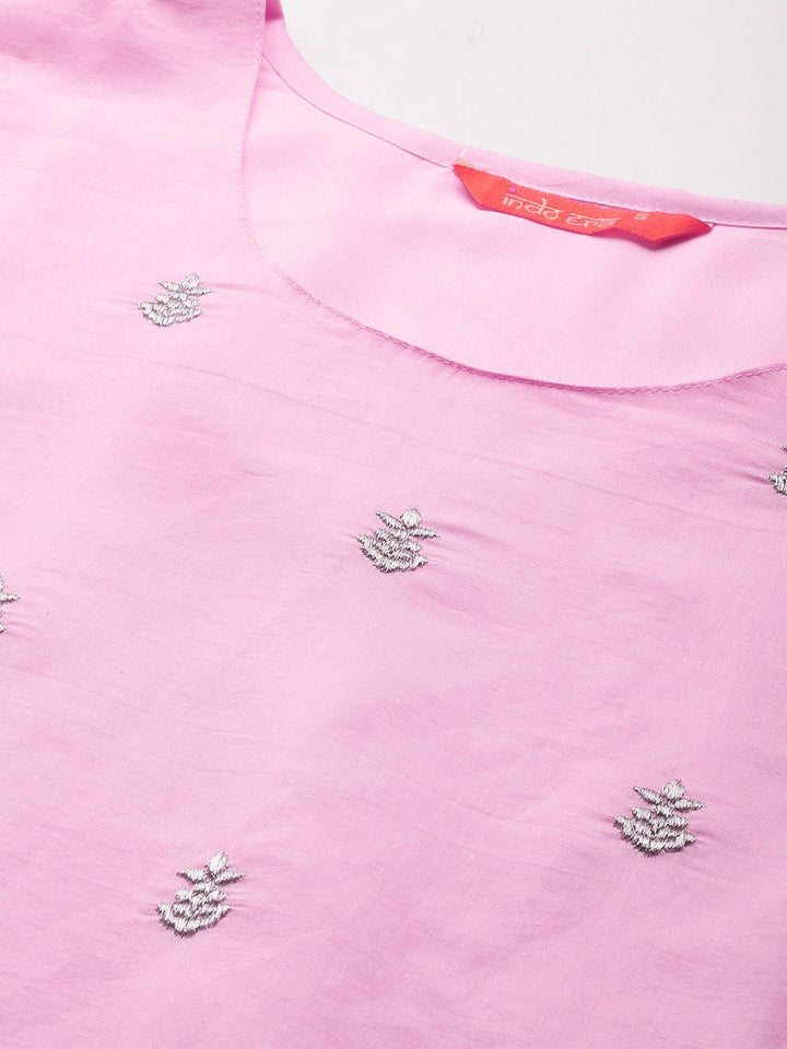 Indo Era Ethnic Motifs Zari Embroidered Kurta With Trousers & Dupatta