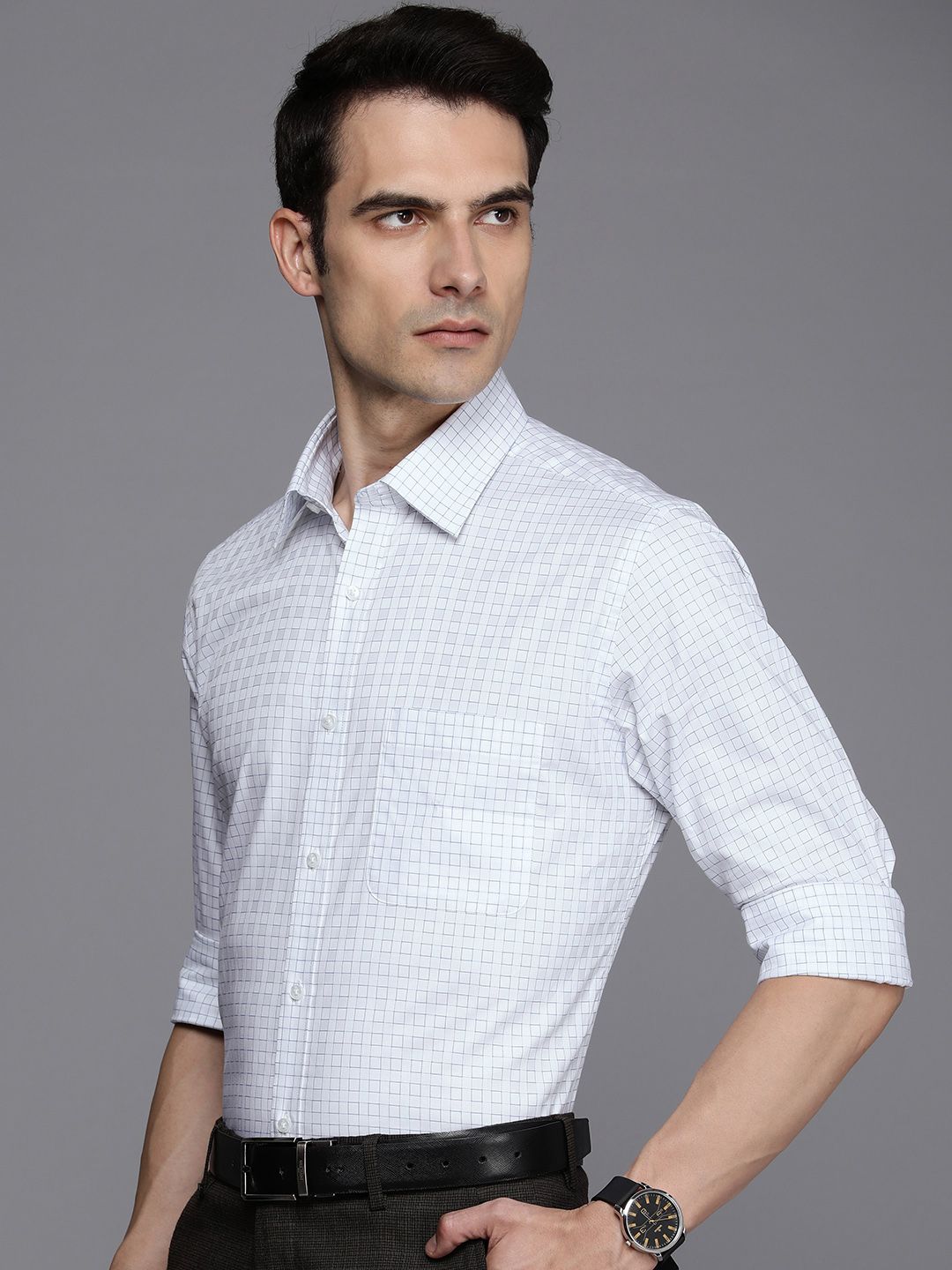 Raymond Slim Fit Pure Cotton Checked Formal Shirt