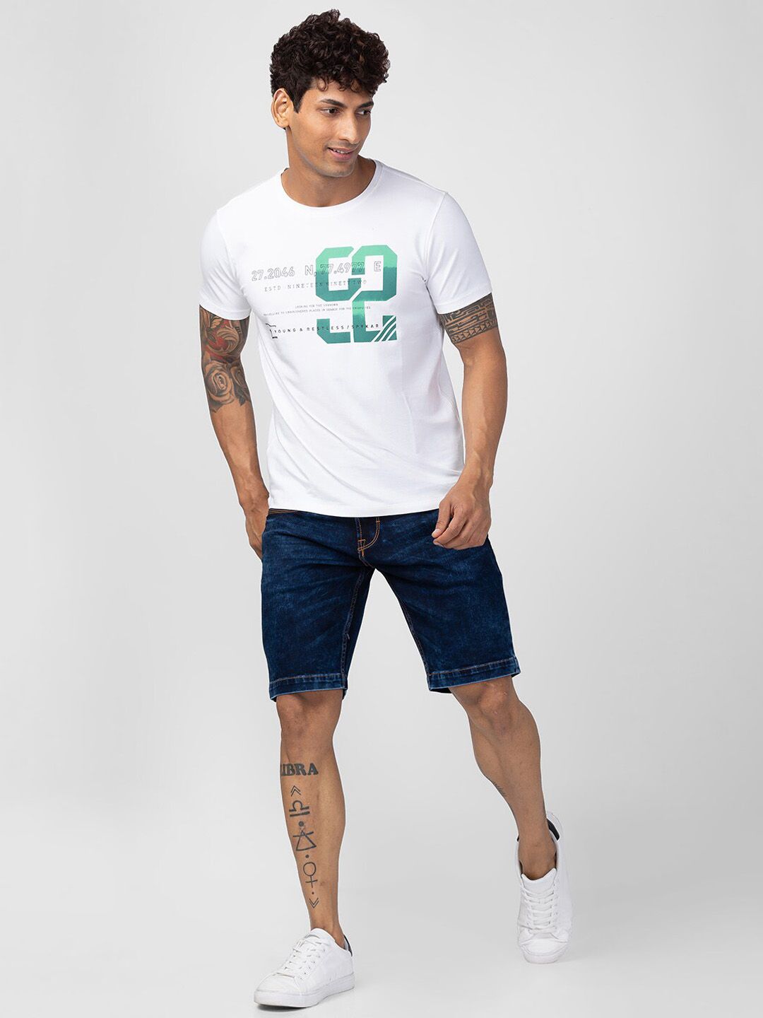 SPYKAR Men Washed Denim Shorts