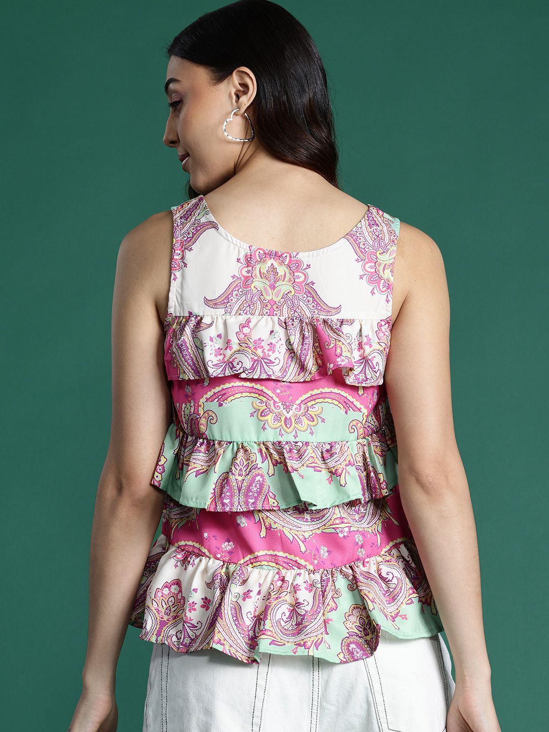 DressBerry Ethnic Print Ruffles Top