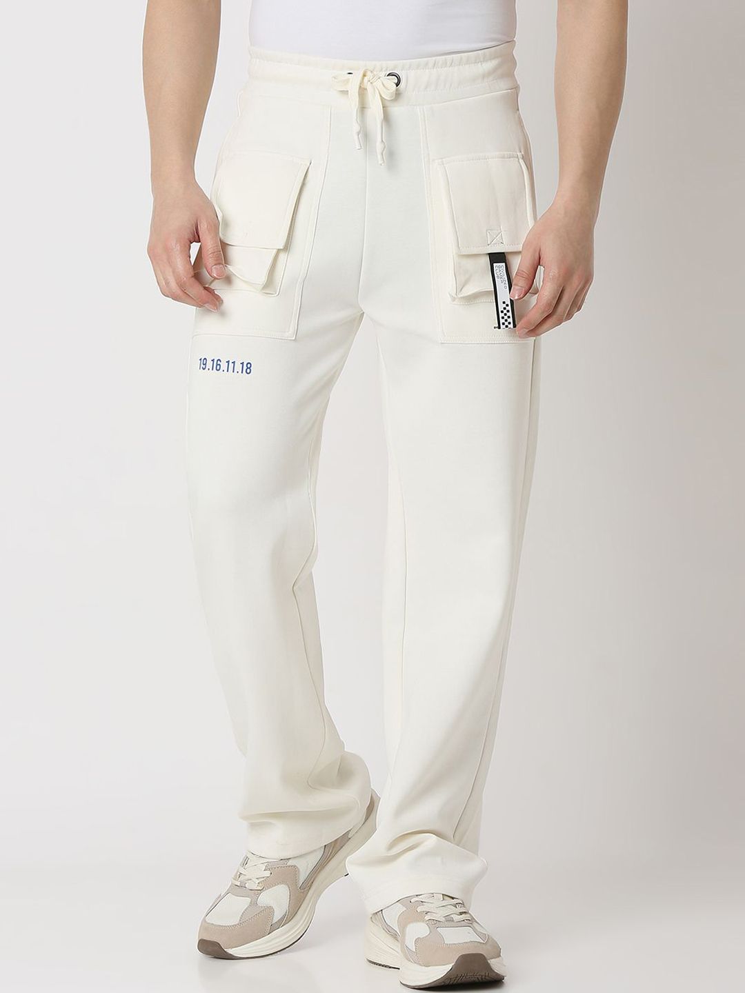 Spykar Men Straight Fit High Rise Track Pant