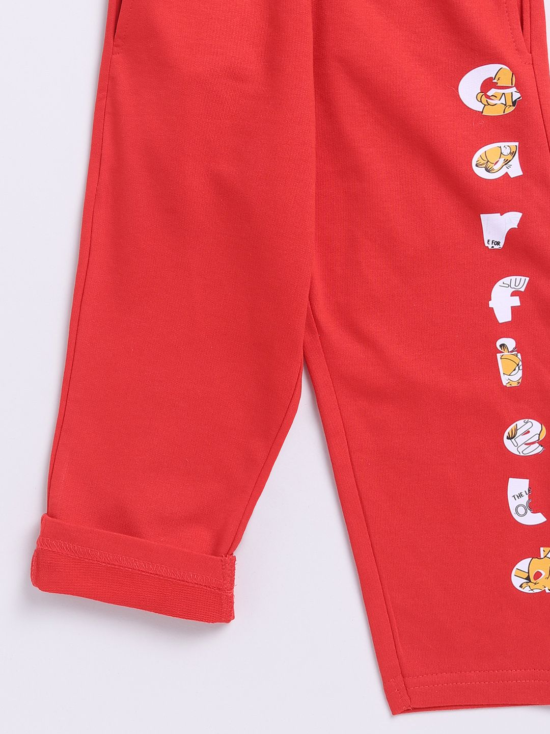Happy Faces Boys Garfield Printed Pure Cotton T-shirt with Trousers