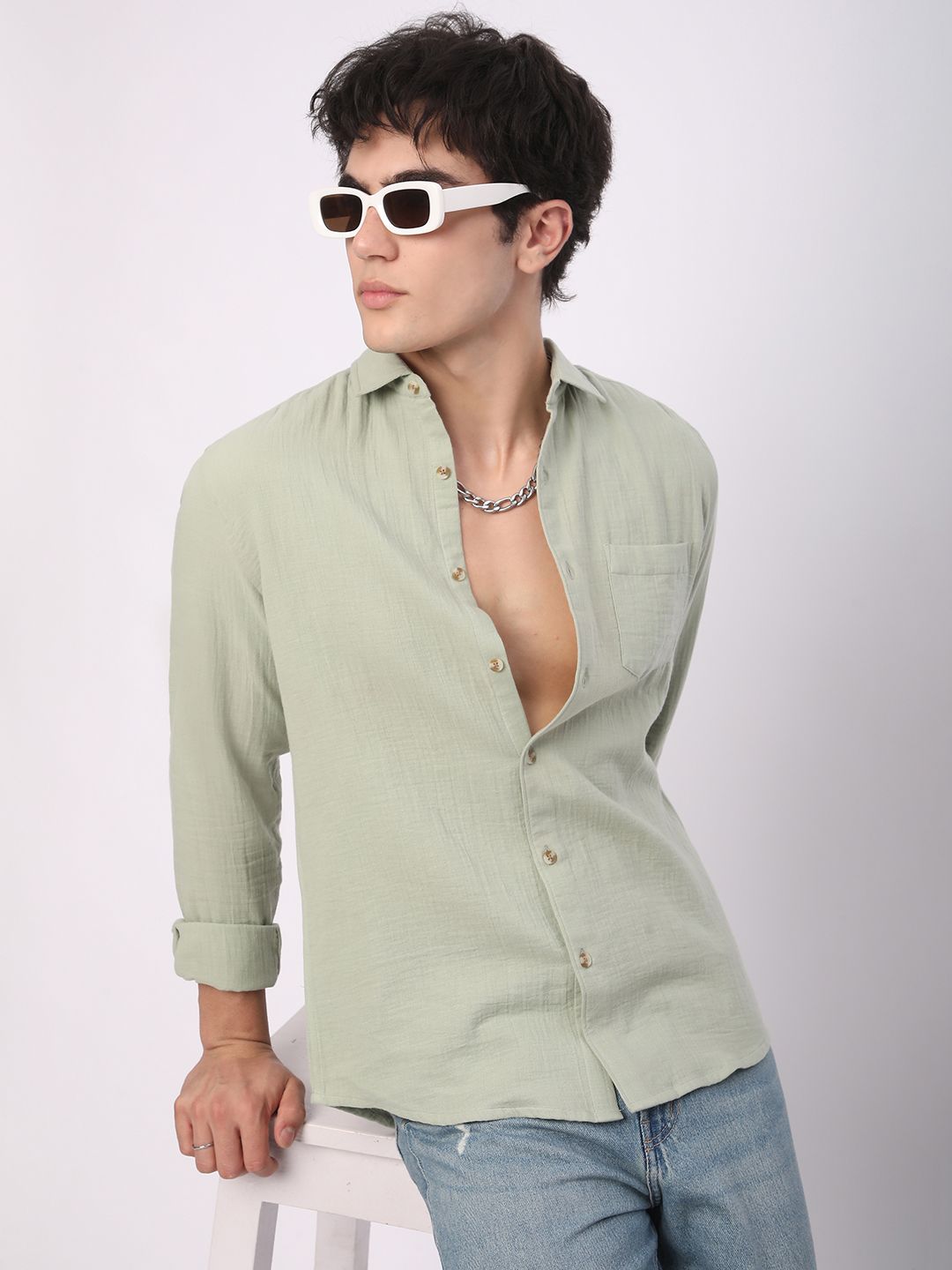 VASTRADO Men Classic Slim Fit Opaque Casual Shirt