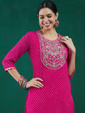 Indo Era Leheriya Printed Thread Work Straight Kurta