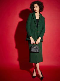 SASSAFRAS Green Self Design Notched Lapel Collar Pure Cotton Single-Breasted Blazer