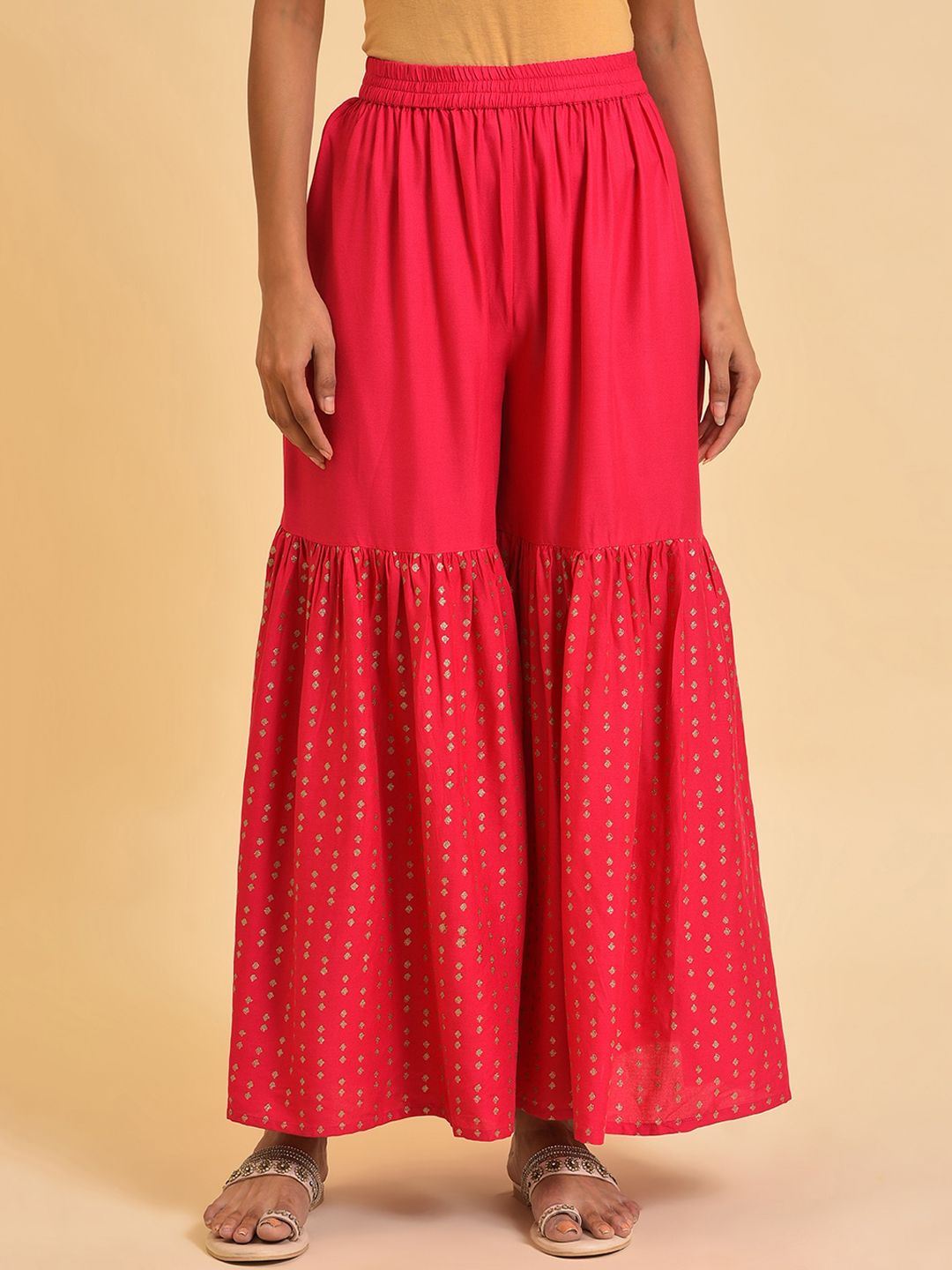 W Women Geometric Printed Flared Ethnic Sharara Pants