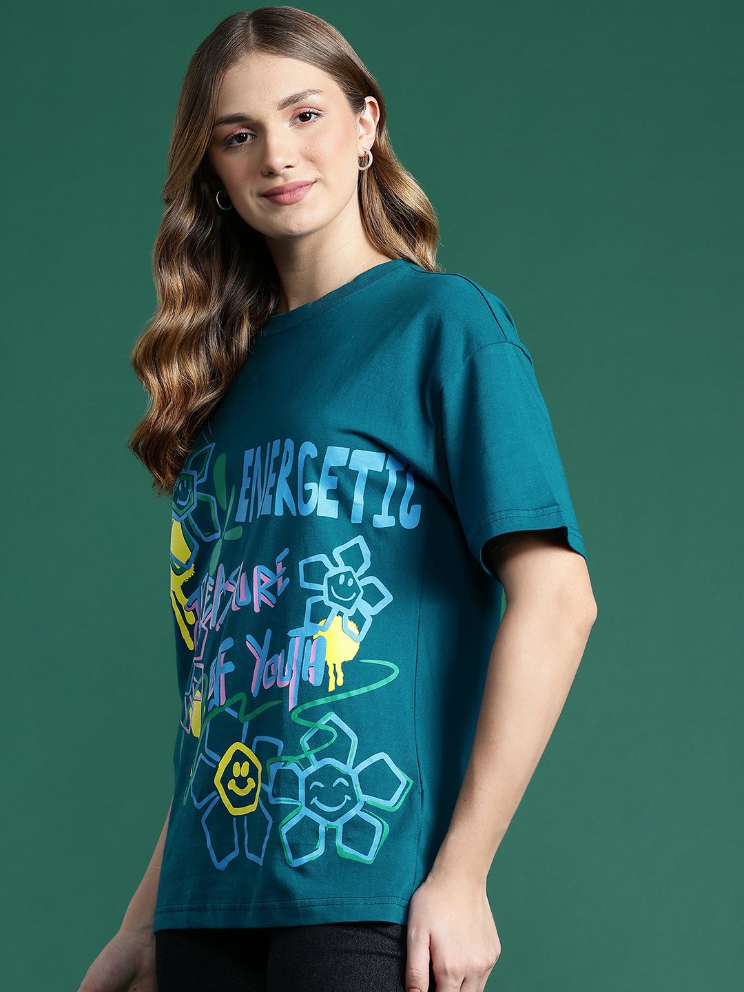 DressBerry Graffiti Printed Longline Pure Cotton T-shirt