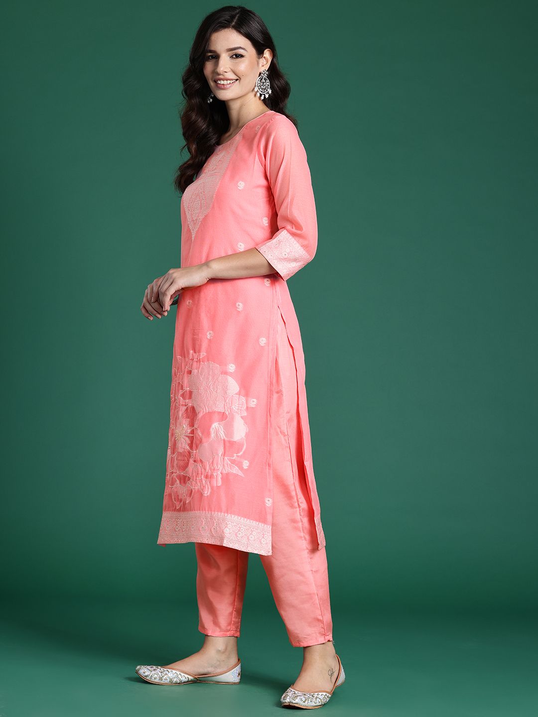 Indo Era Ethnic Motifs Woven Design Kurta With Trousers & Dupatta