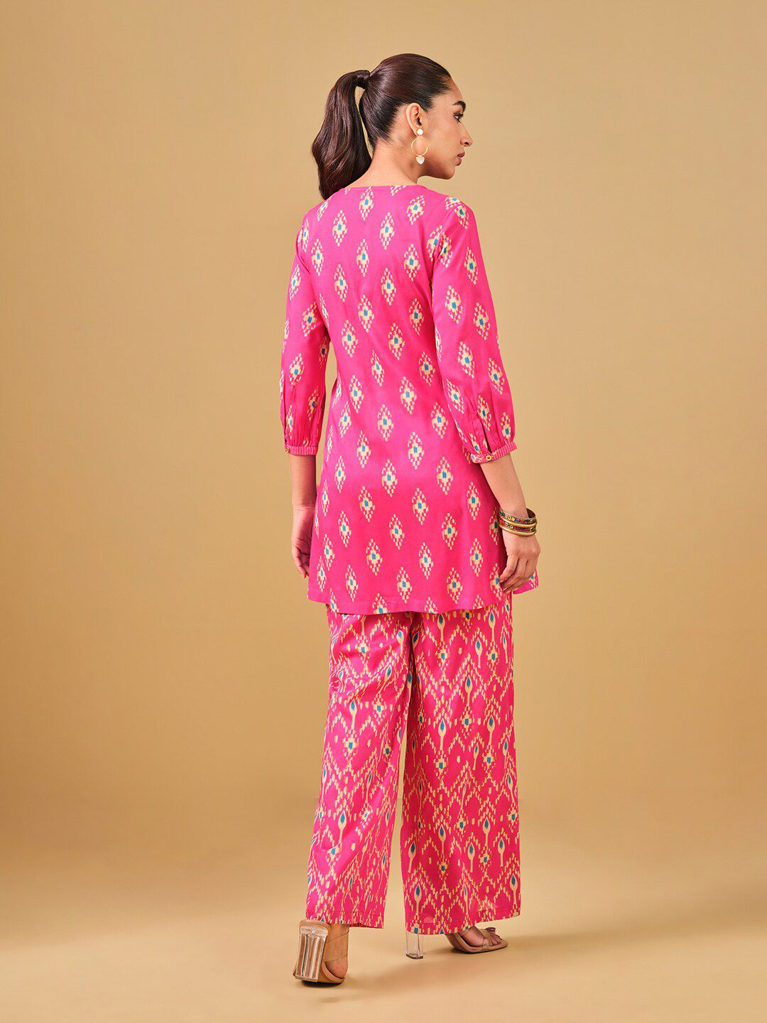 Global Desi Printed V-Neck Tunic & Palazzo