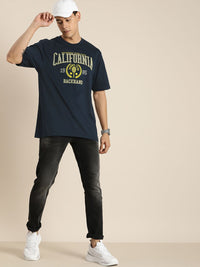 DILLINGER Men Navy Blue Varsity Printed Cotton T-shirt