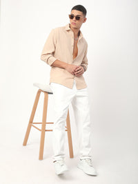 VASTRADO Men Classic Spread Collar Solid Cotton Slim Fit Casual Shirt
