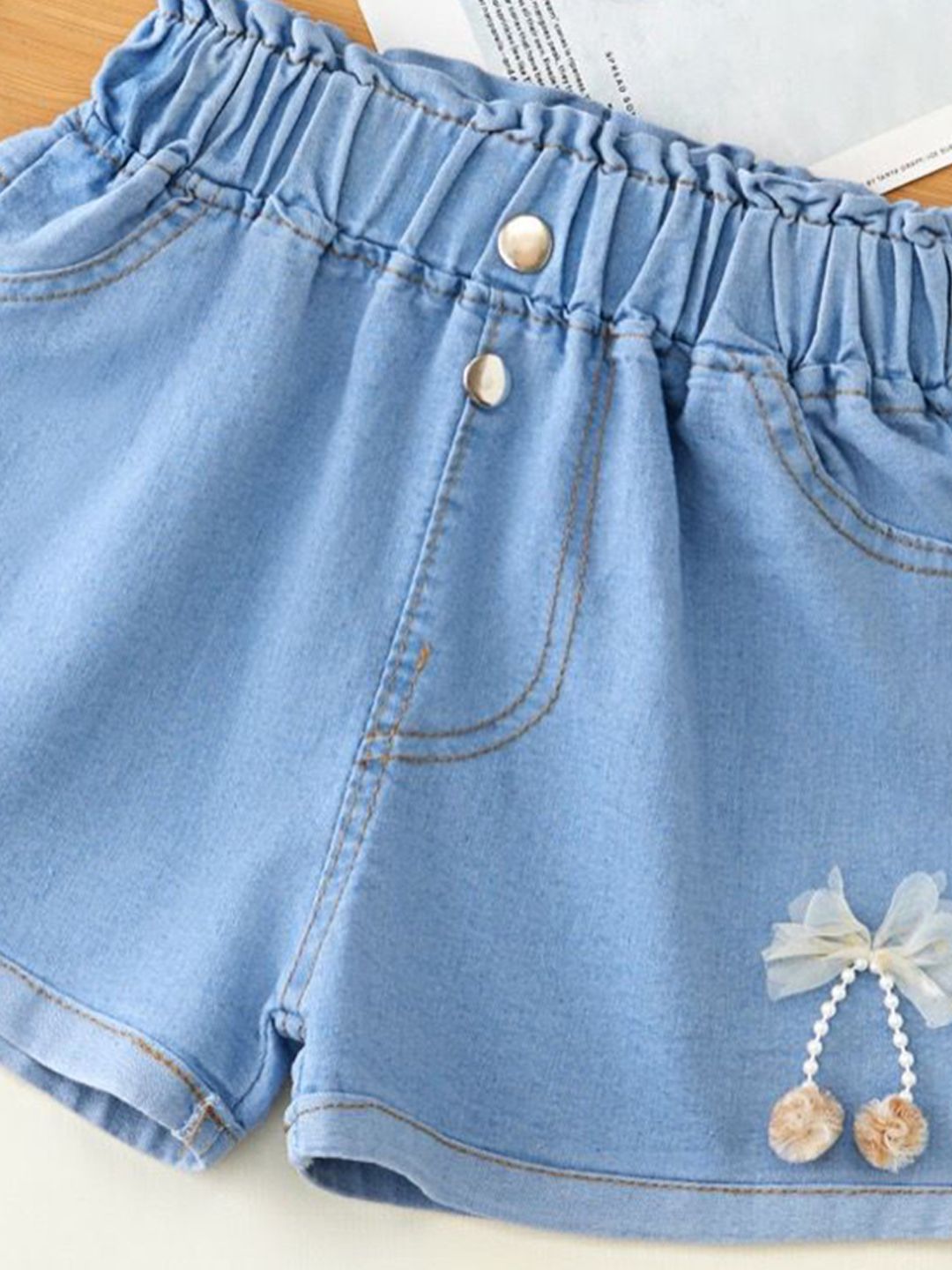 YK Girls Regular Fit Denim Shorts