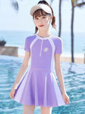 YK Girls Printed Round Neck Swim Dress