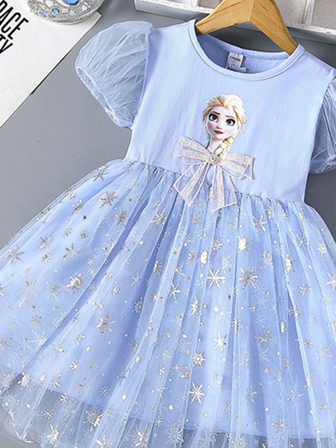 YK Girls Floral Gathered or Pleated Round Neck Fit & Flare Dress