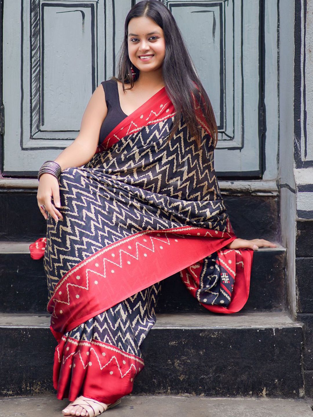 KALINI Ethnic Motifs Poly Georgette Saree