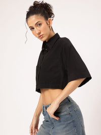 DressBerry Cozy Canvas Crop Shirt