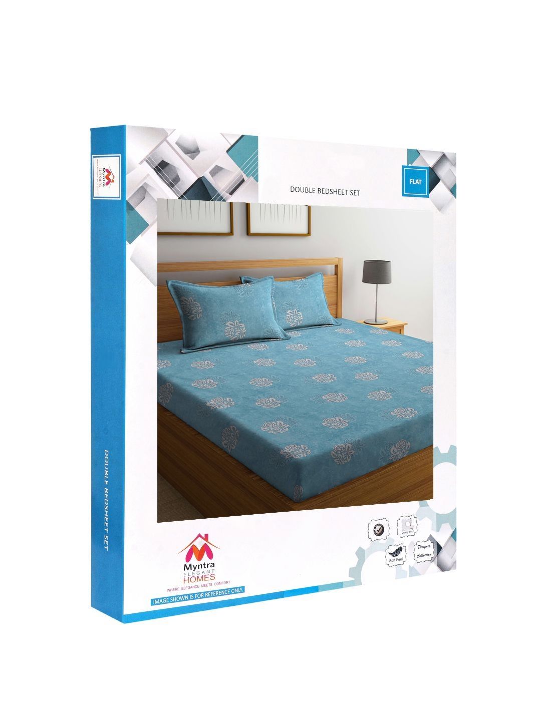 Myntra Elegant Homes Turquoise Blue Floral Pure Cotton 400 TC King Superfine Bedsheet dengan 2 Sarung Bantal-98 x 87 inci