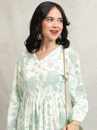 Vishudh Floral Printed Fit & Flare Midi Dress