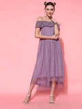 STREET 9 Women Lavender Solid Midi Dress