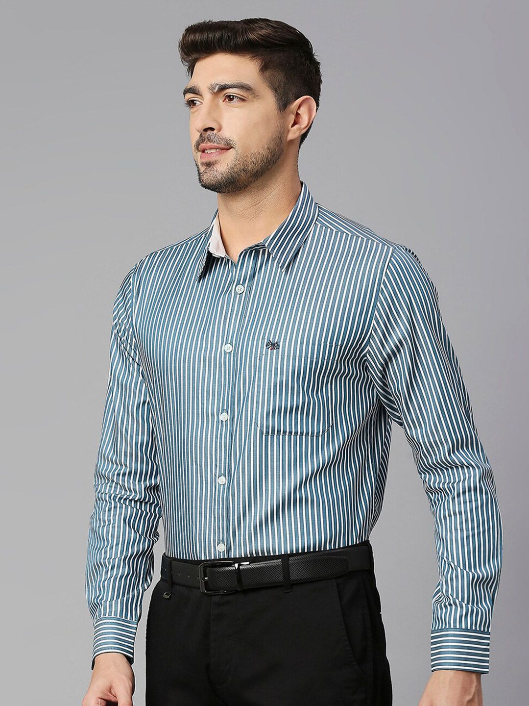 Thomas Scott  Classic Slim Fit Striped Pure Cotton Formal Shirt
