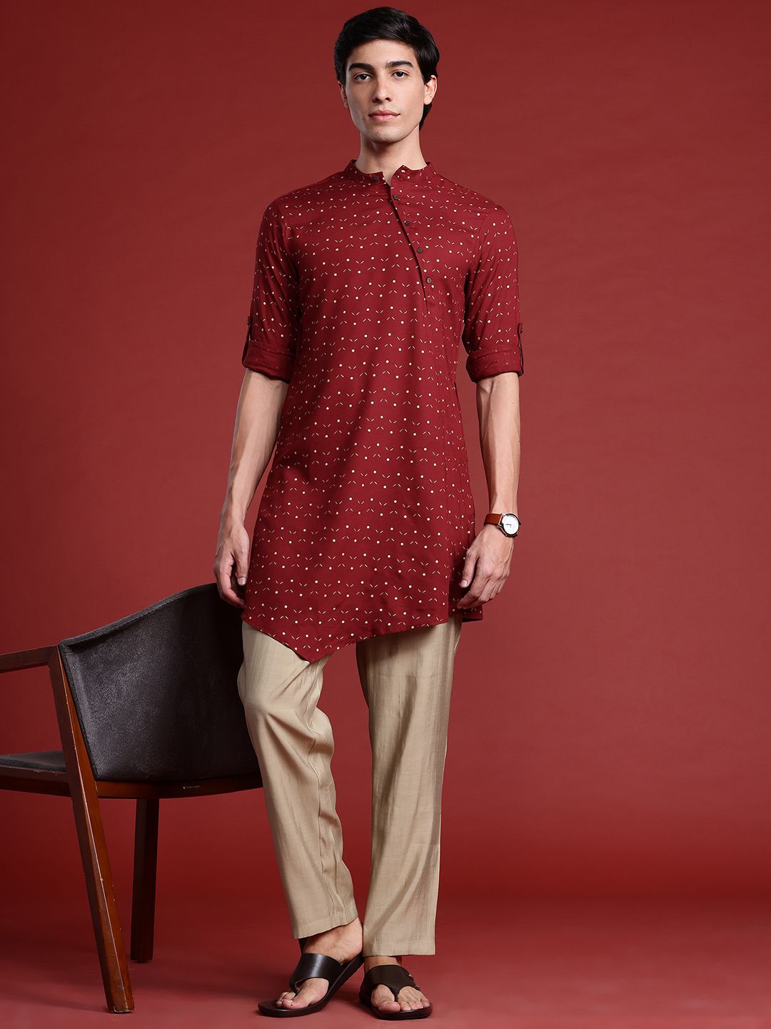 Anouk Tyohaar Collection Ethnic Motifs Print Asymmetric Kurta