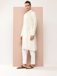 See Designs Embroidered Sequinned Chanderi Silk Kurta with Pyjamas