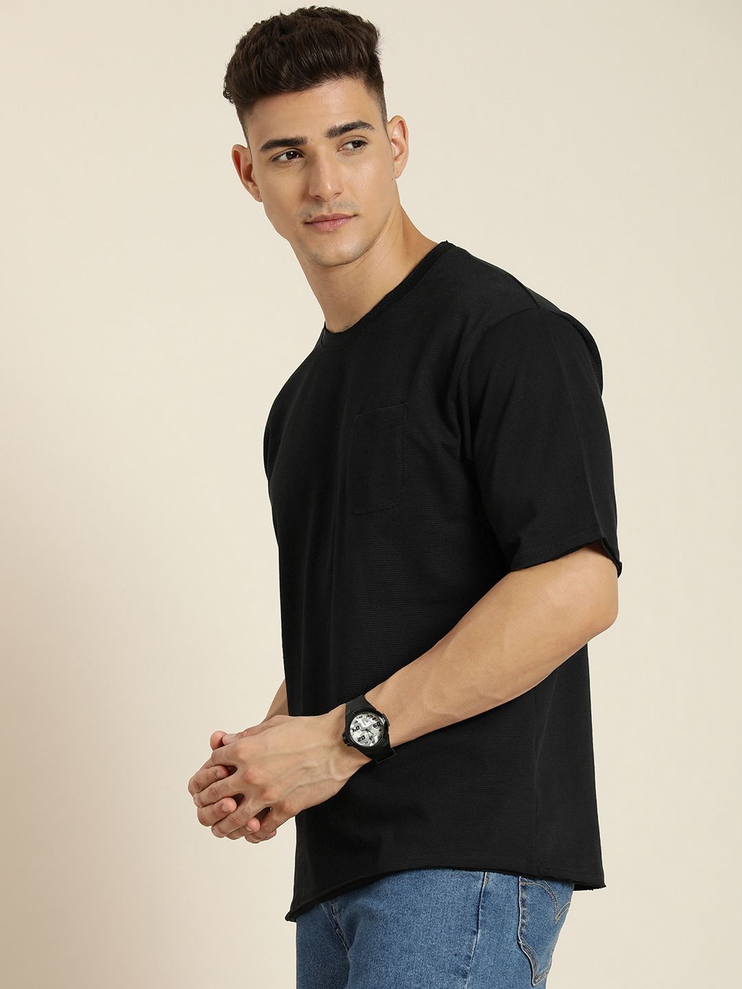 DILLINGER Men Honeycomb Structure Oversized Pocket T-shirt