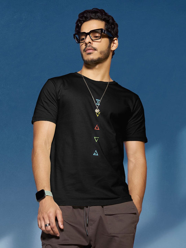 Bewakoof Men Black Printed Pure Cotton T-shirt
