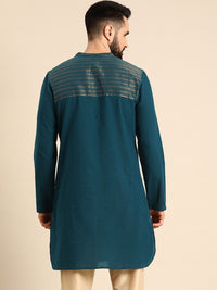 Anouk Men Teal Blue Striped Pure Cotton Kurta
