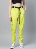 STREET 9 Women Lime Green Cargos