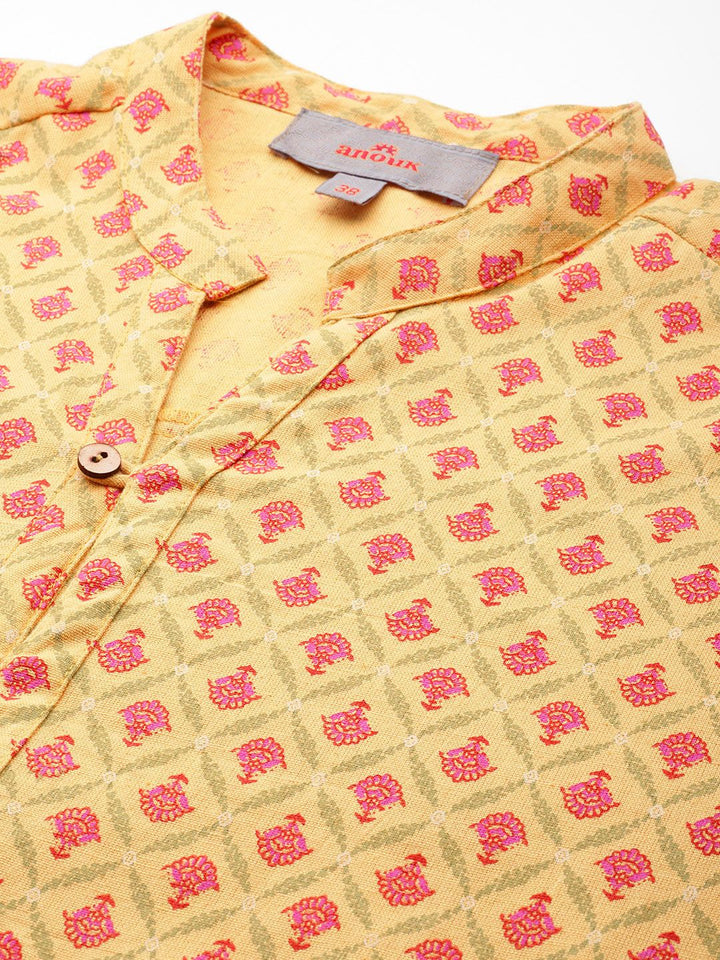 Anouk x Basant Bahaar Ethnic Motifs Print Cotton Linen Kurta