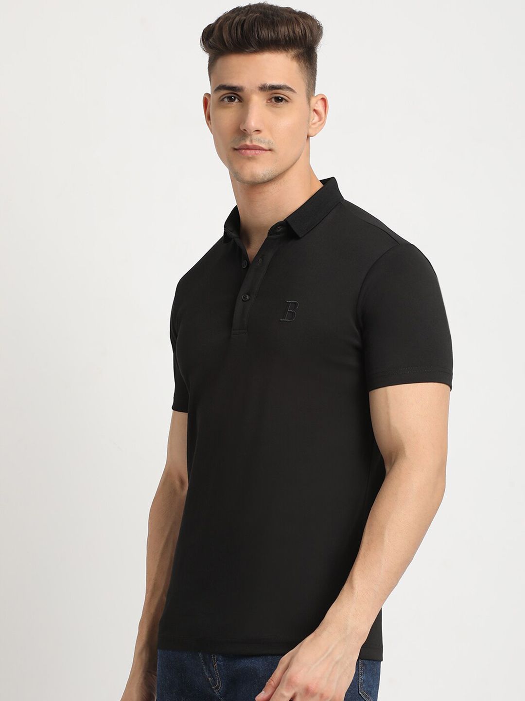 THE BEAR HOUSE Polo Collar Short Sleeves Slim Fit T-shirt