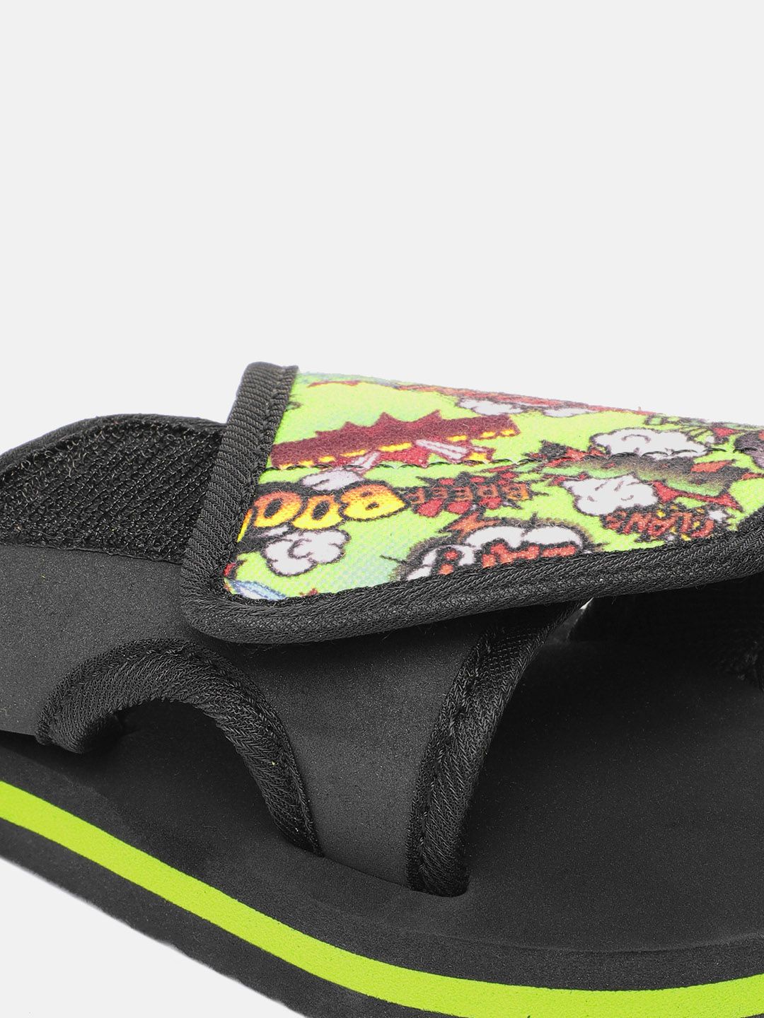 YK Kids Green & Black Printed Slip-On Flip-Flops