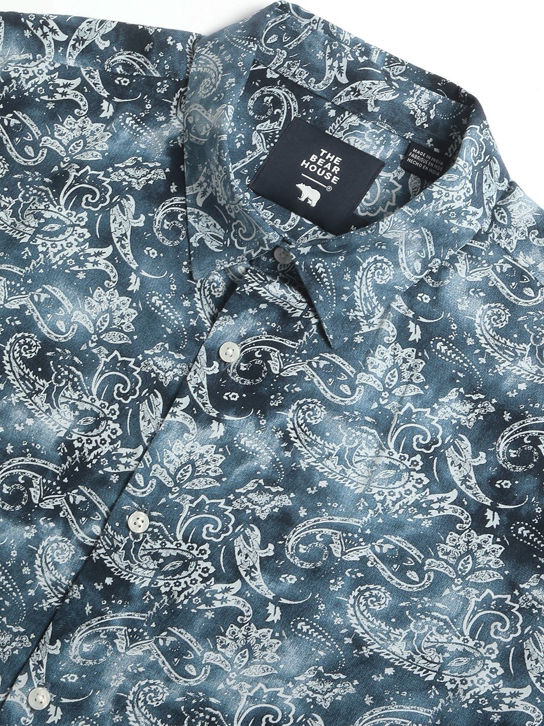 Lelaki Bear House dicetak Slim Fit Casual Shirt