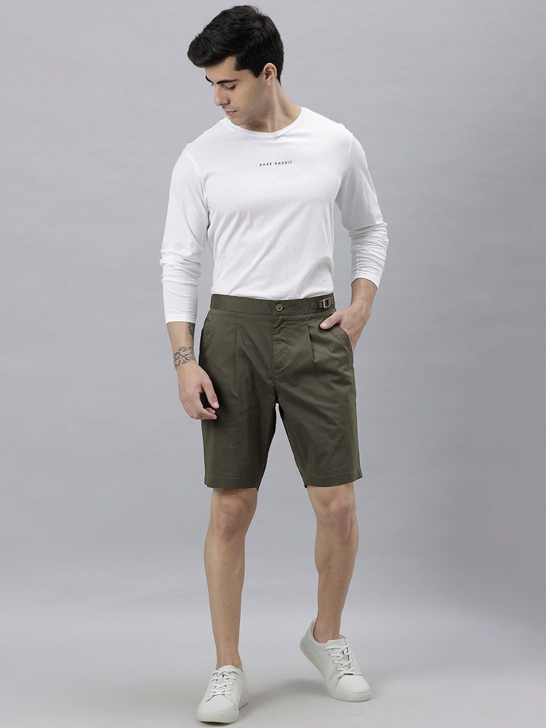 RARE RABBIT Men Osaka Slim Fit Mid-Rise Cotton Shorts