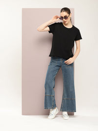 DILLINGER Women Ultra Soft Drapey Cotton Crew Neck Boxy T-Shirt