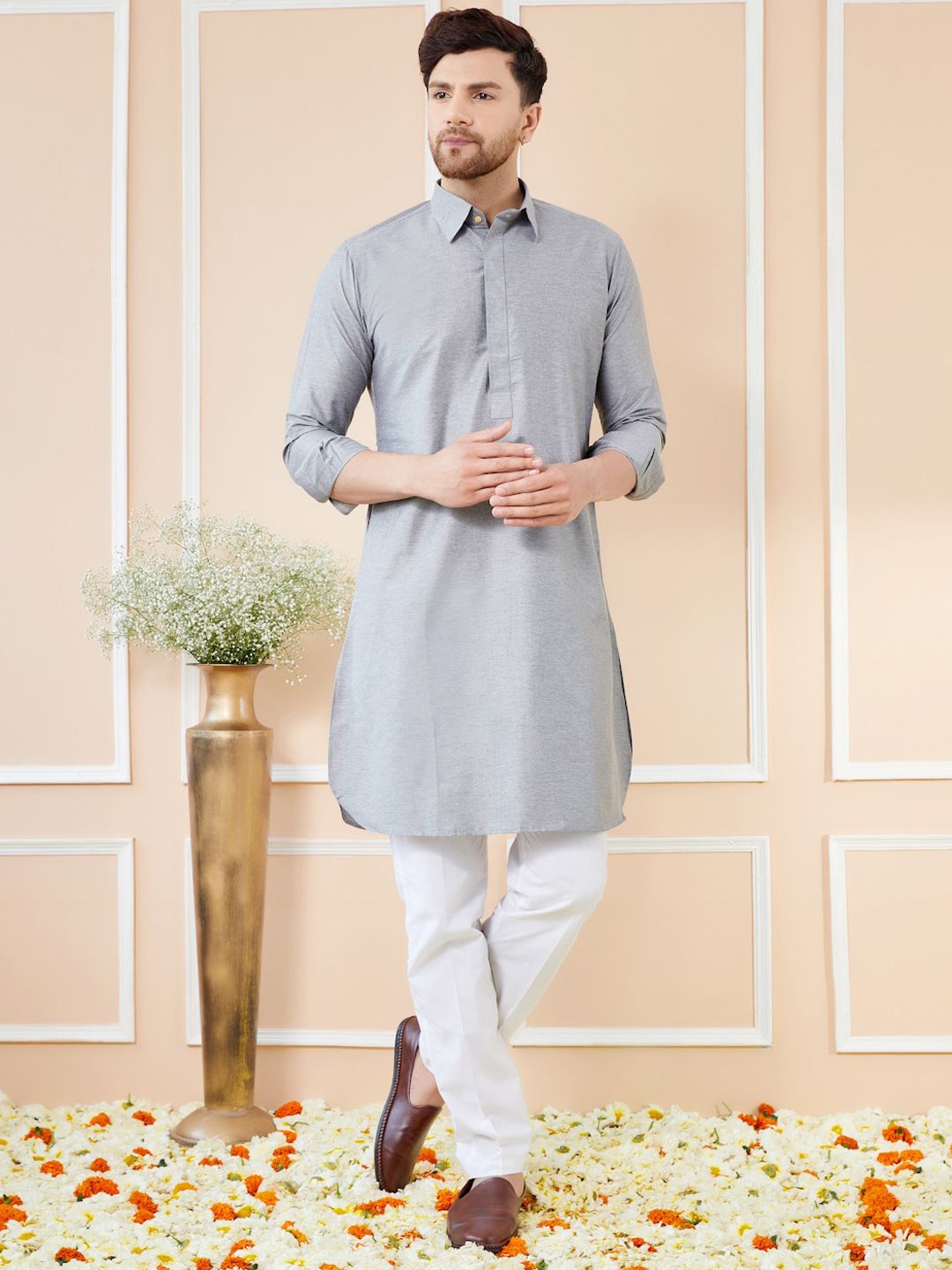 See Designs Shirt Collar Cotton Pathani Kurta