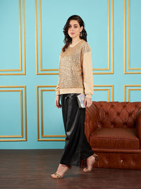 SASSAFRAS Self Design Sequined Oversized Sweatshirt