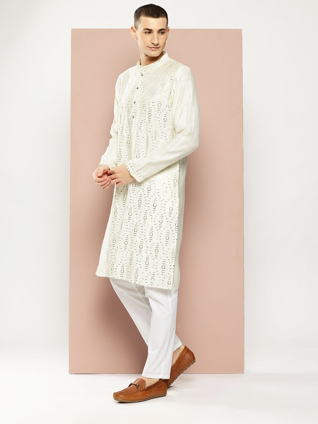 See Designs Embroidered Sequinned Kurta with Pyjamas