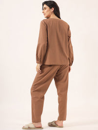 SANSKRUTIHOMES Mandarin Collar Pure Cotton Night suit