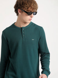 THE BEAR HOUSE Henley Neck Pure Cotton Slim Fit T-shirt