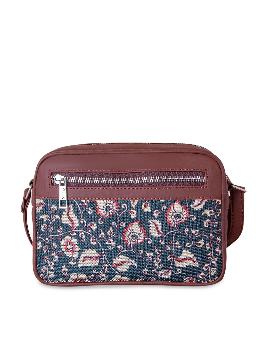 ZOUK Blue Kalamkari Printed Structured Sling Bag