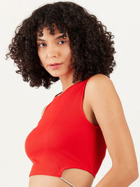 Athena Round Neck Sleeveless Cut-Out Tank Crop Top