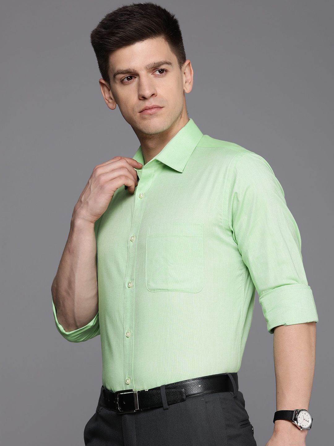 Raymond Self Design Slim Fit Pure Cotton Formal Shirt