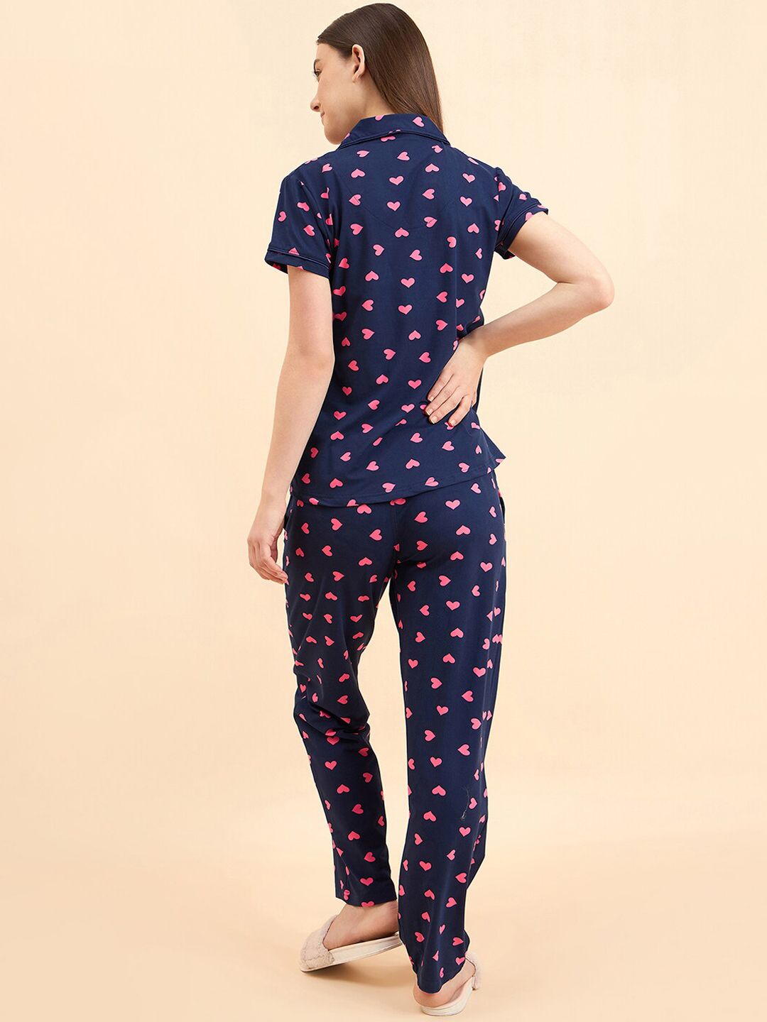 Sweet Dreams Navy Blue Printed Night suit