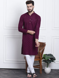 SOJANYA Embellished Mandarin Collar Pure Cotton Kurta