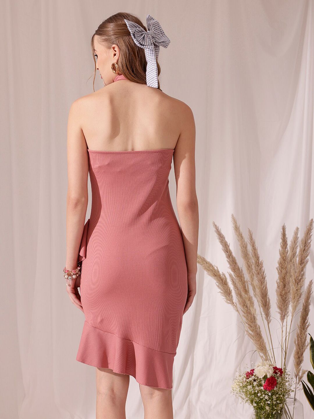 STREET 9 Halter Neck Sleeveless A-Line Ruffled Dress