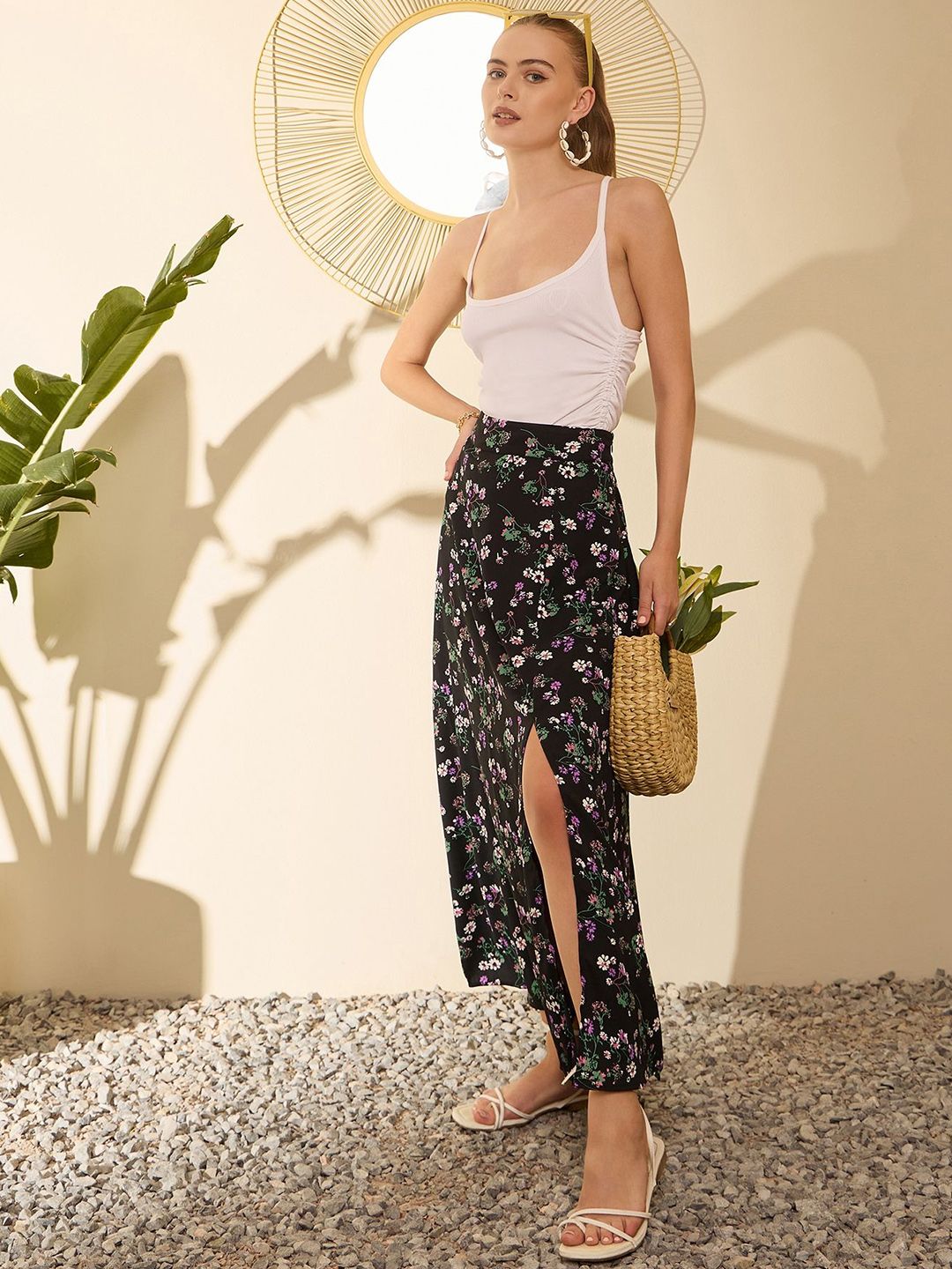 Berrylush Women Floral Printed A-line Maxi Skirt