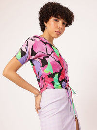 DressBerry Blush & Bold Printed Ruched Top