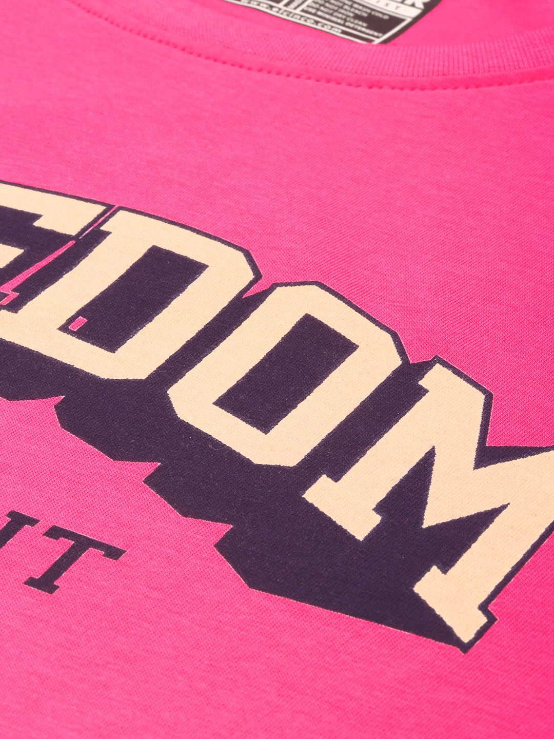 DILLINGER Women Pink & Cream-Coloured Typography Pure Cotton Oversized T-shirt